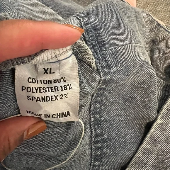 Women’s Denim Polo Baby Doll Dress With Pockets in Washed Blue - Picture 7 of 8